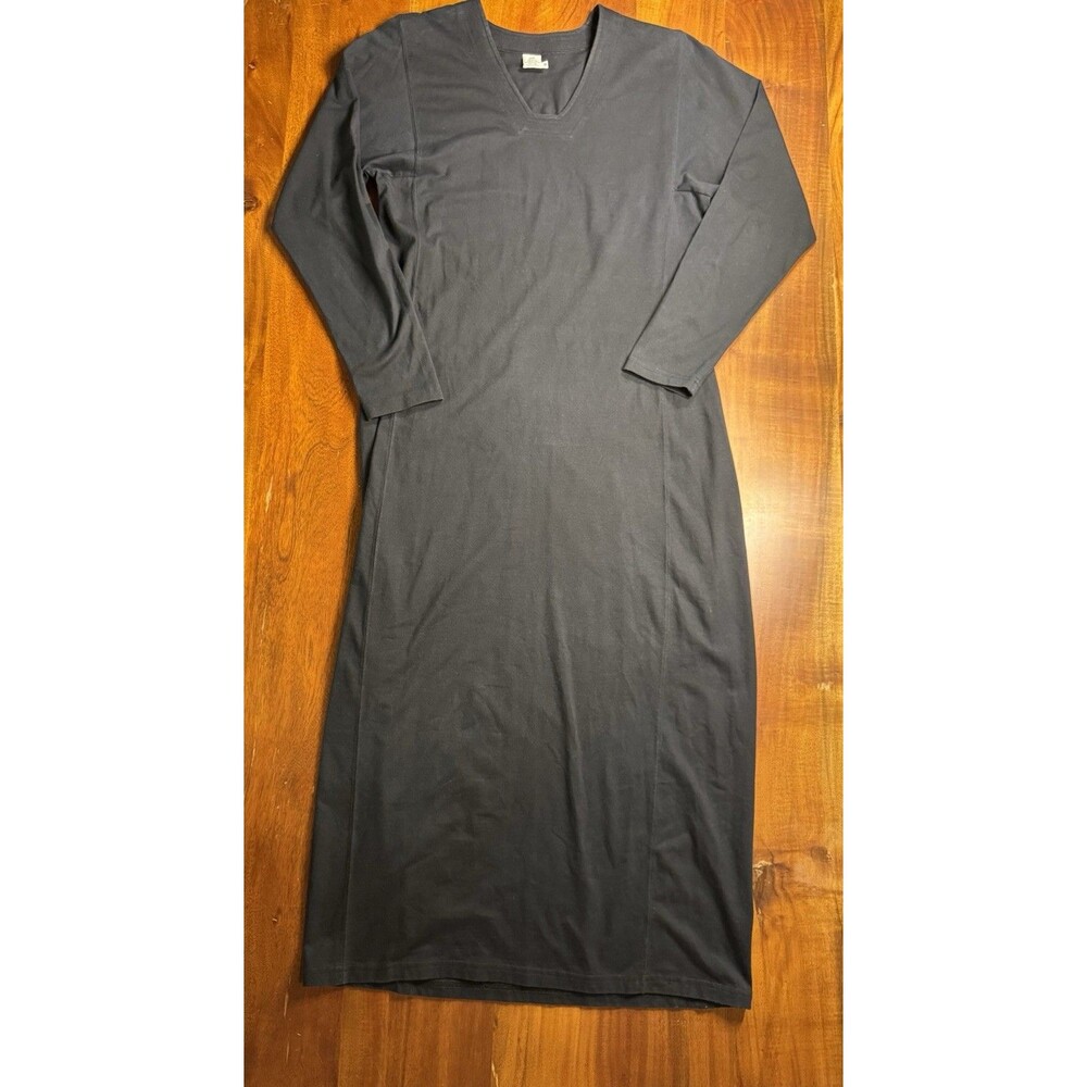 Peruvian Connection Pima Cotton Black Maxi Dress Medium Quiet Luxury Classic M